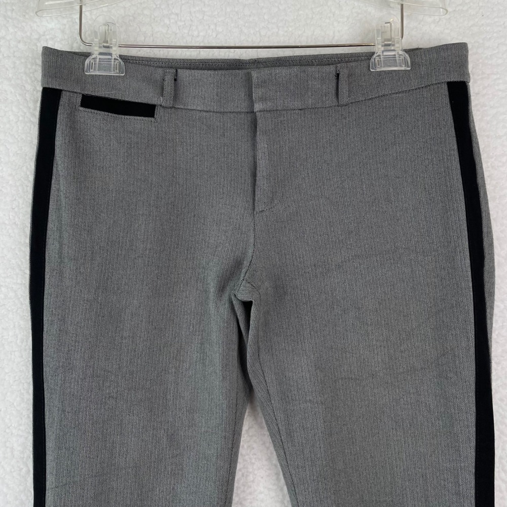Banana Republic Sloan Grey Herringbone Tuxedo Stripe Ankle Pants Womens 8 Slim